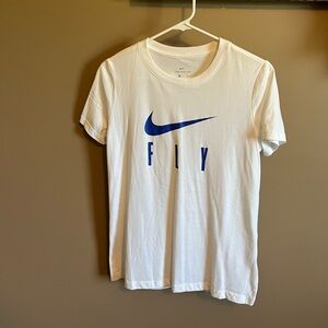 Nike womens White Tee with Blue Fly Logo